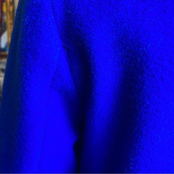 MASON Blue and Black Virgin Wool and Lambskin Leather Coat Jacket - Picture 4 of 9